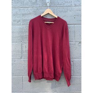 Kenneth Robert Sweater Mens size Large pullover long sleeve 100% wool burgundy
